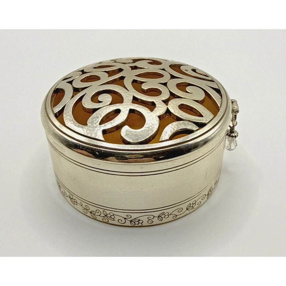 BRIGHTON Skribbel Box Silver Toned Trinket Jar Round 3